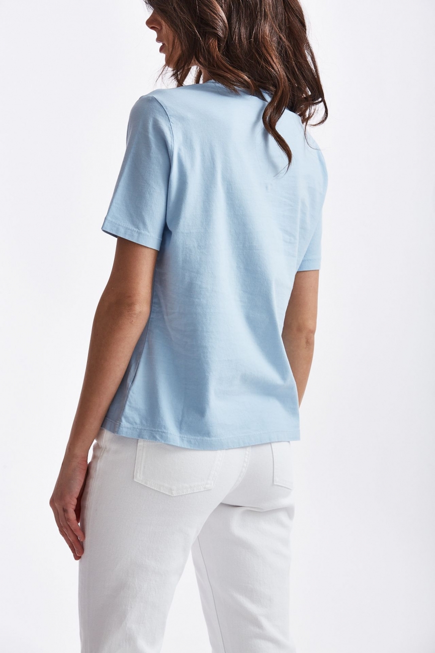 T-shirt basic in cotone azzurro