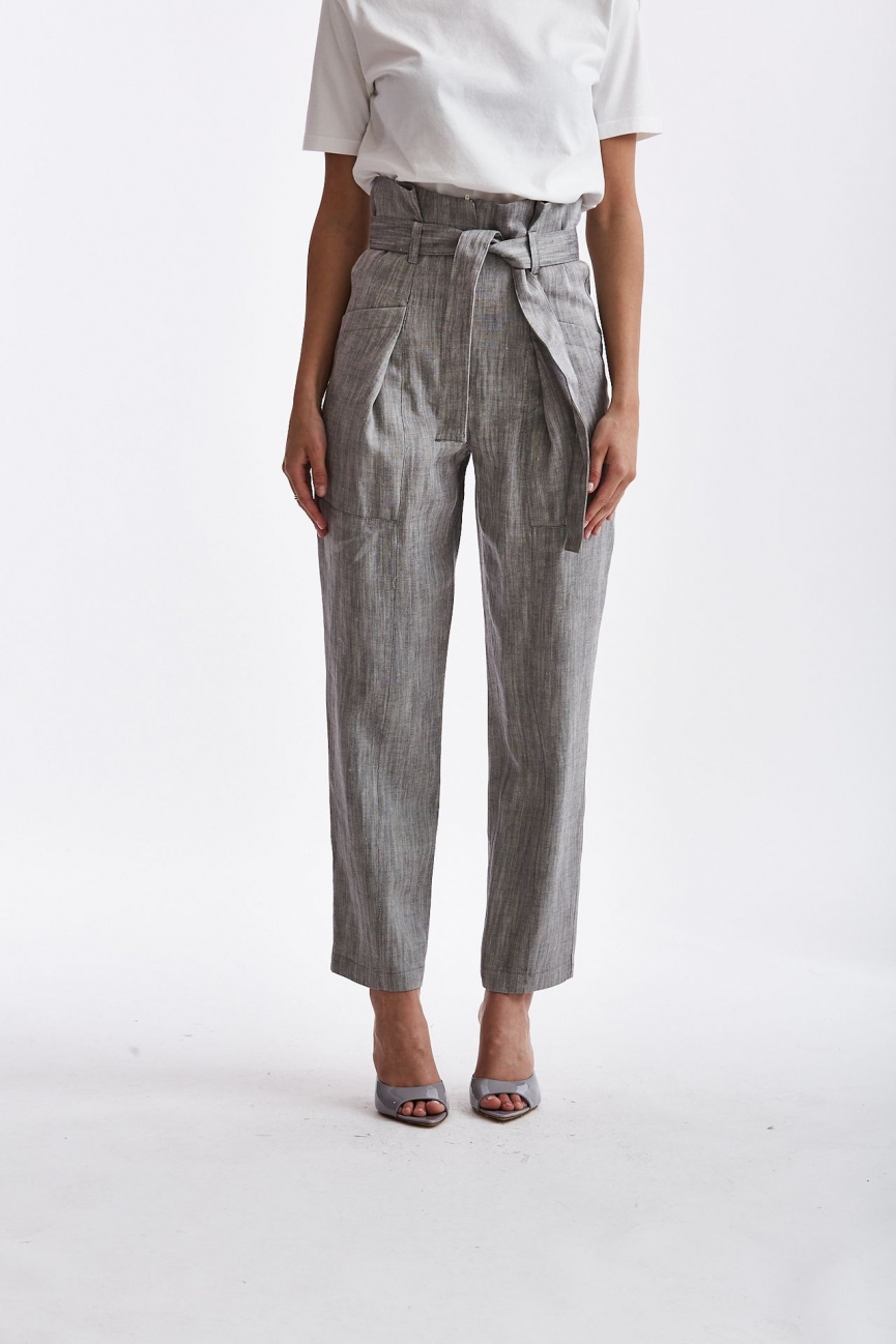 Pantalone in lino grigio