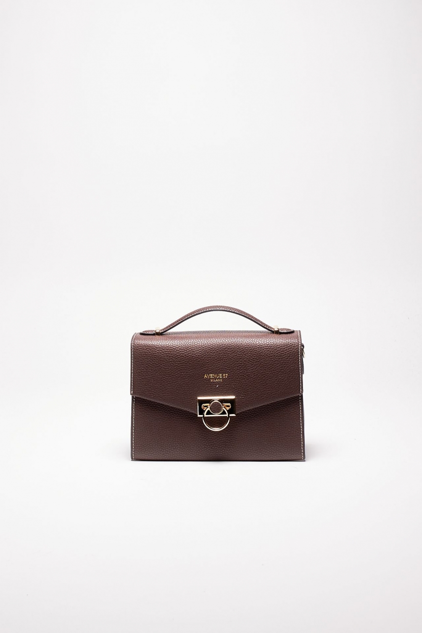 Borsa media semirigida ROSALIE in pelle cioccolato