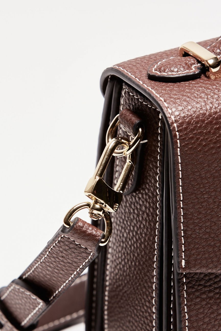 Borsa media semirigida ROSALIE in pelle cioccolato