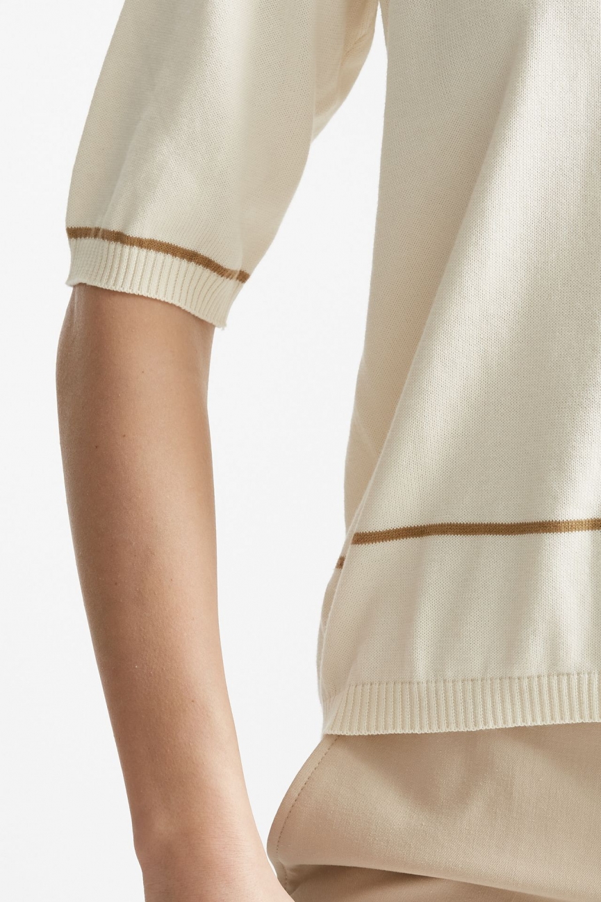 Maglia scollo v panna