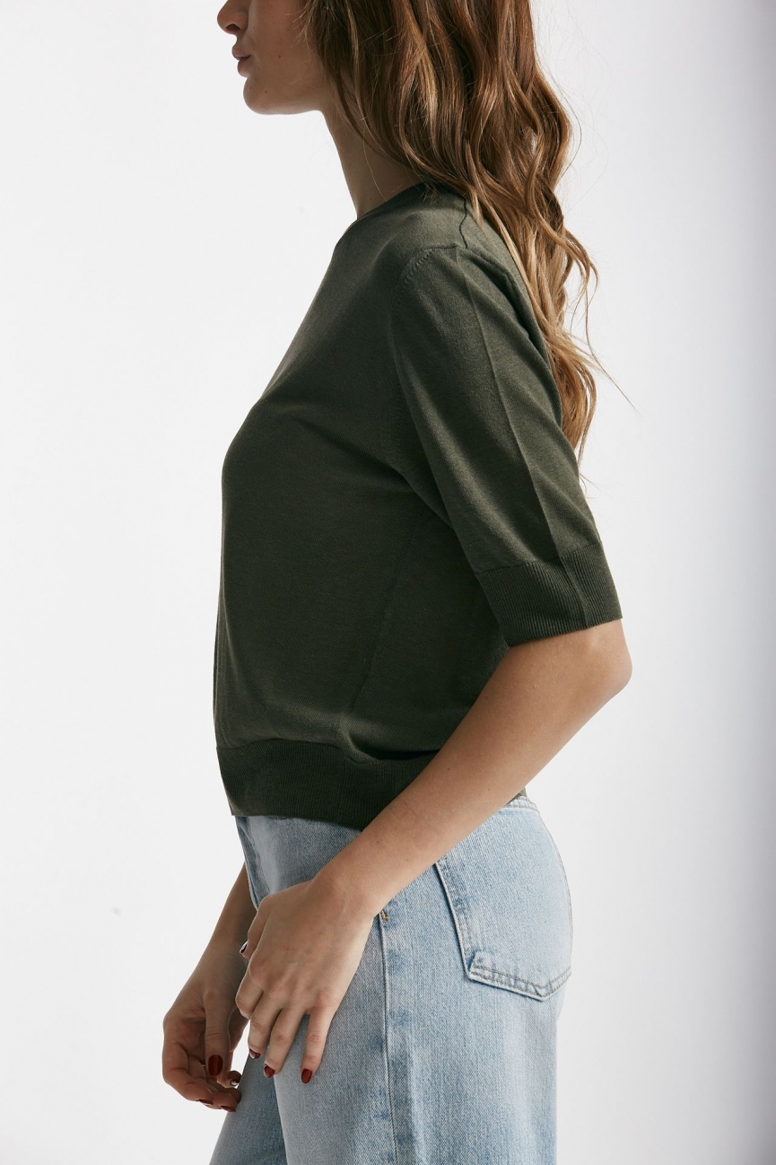 Maglia girocollo verde militare 