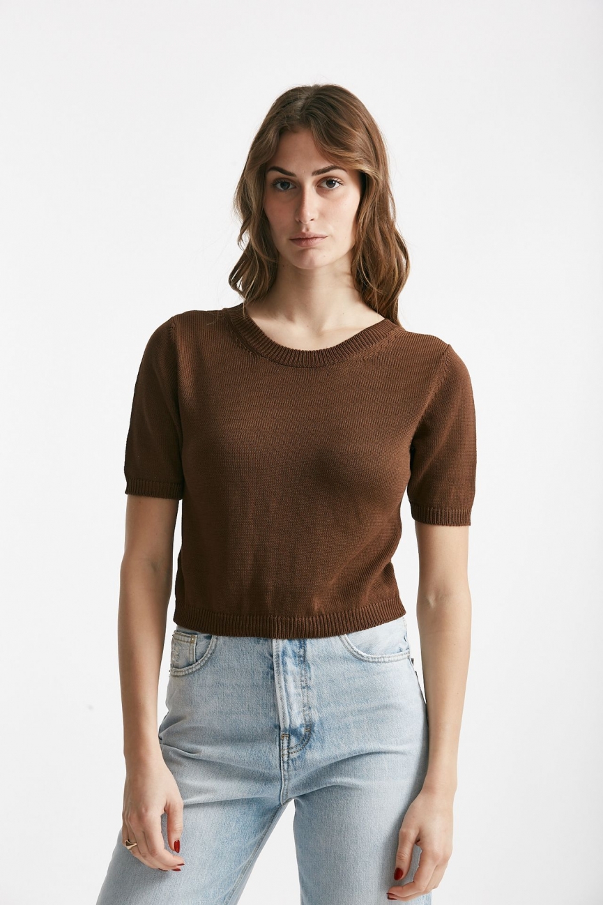 Maglia crop marrone 