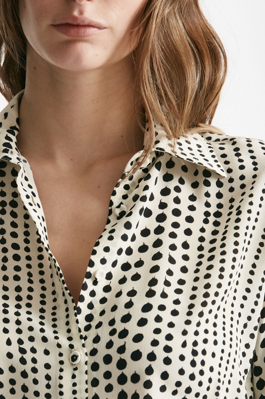 Camicia serafino in misto seta pois