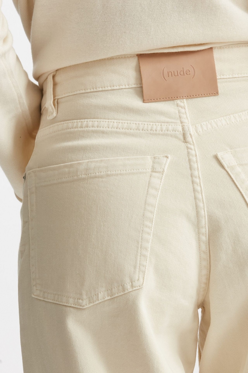 Jeans palazzo vita alta panna 
