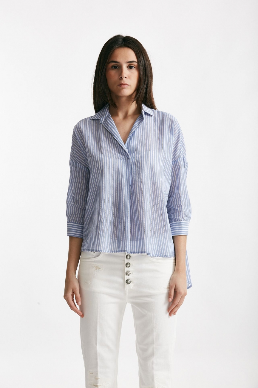 Camicia rigata azzurra e bianca