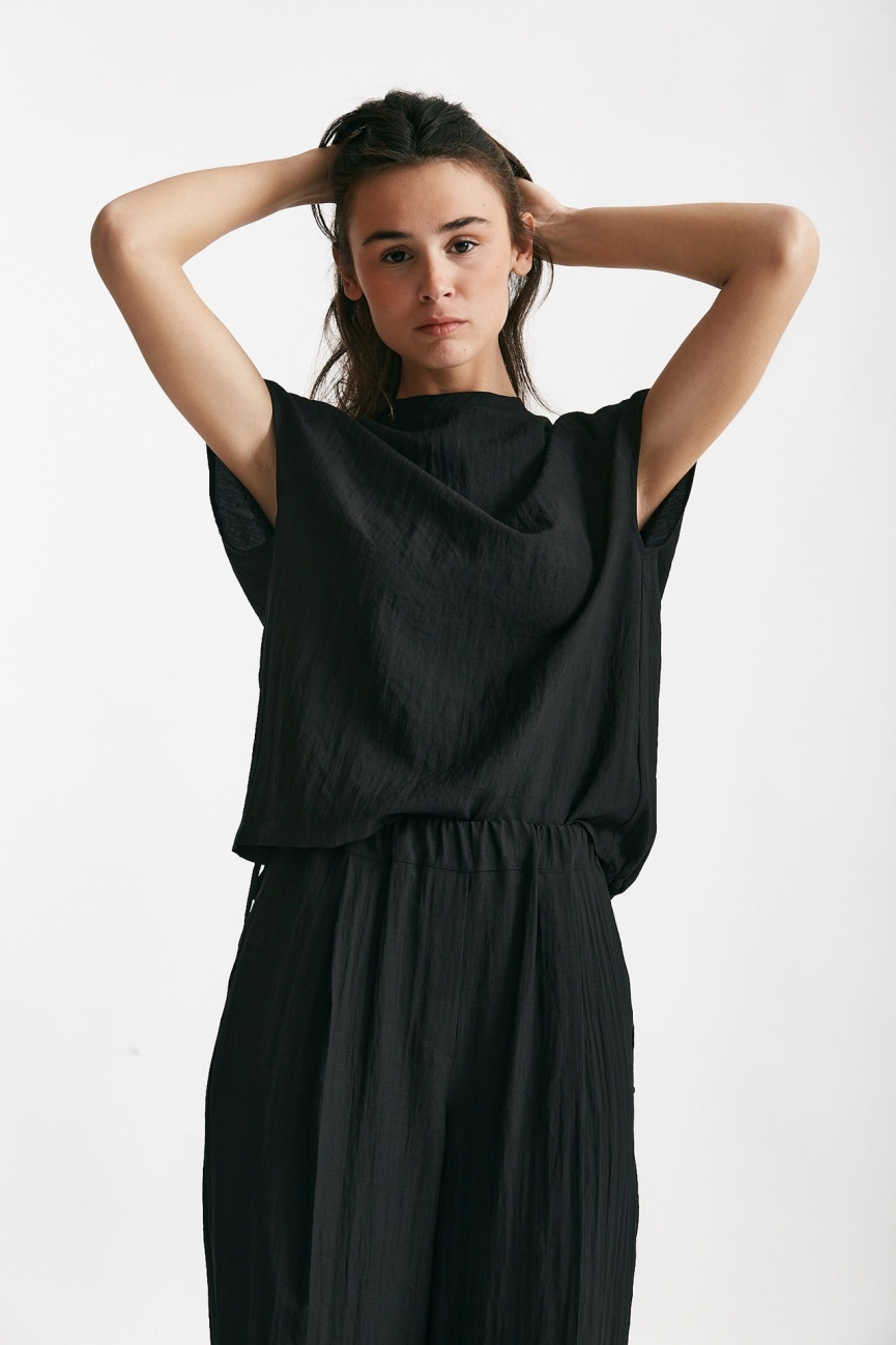 Camicia effetto stropicciato nero