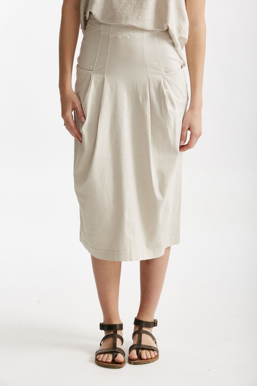 Gonna midi in cotone beige