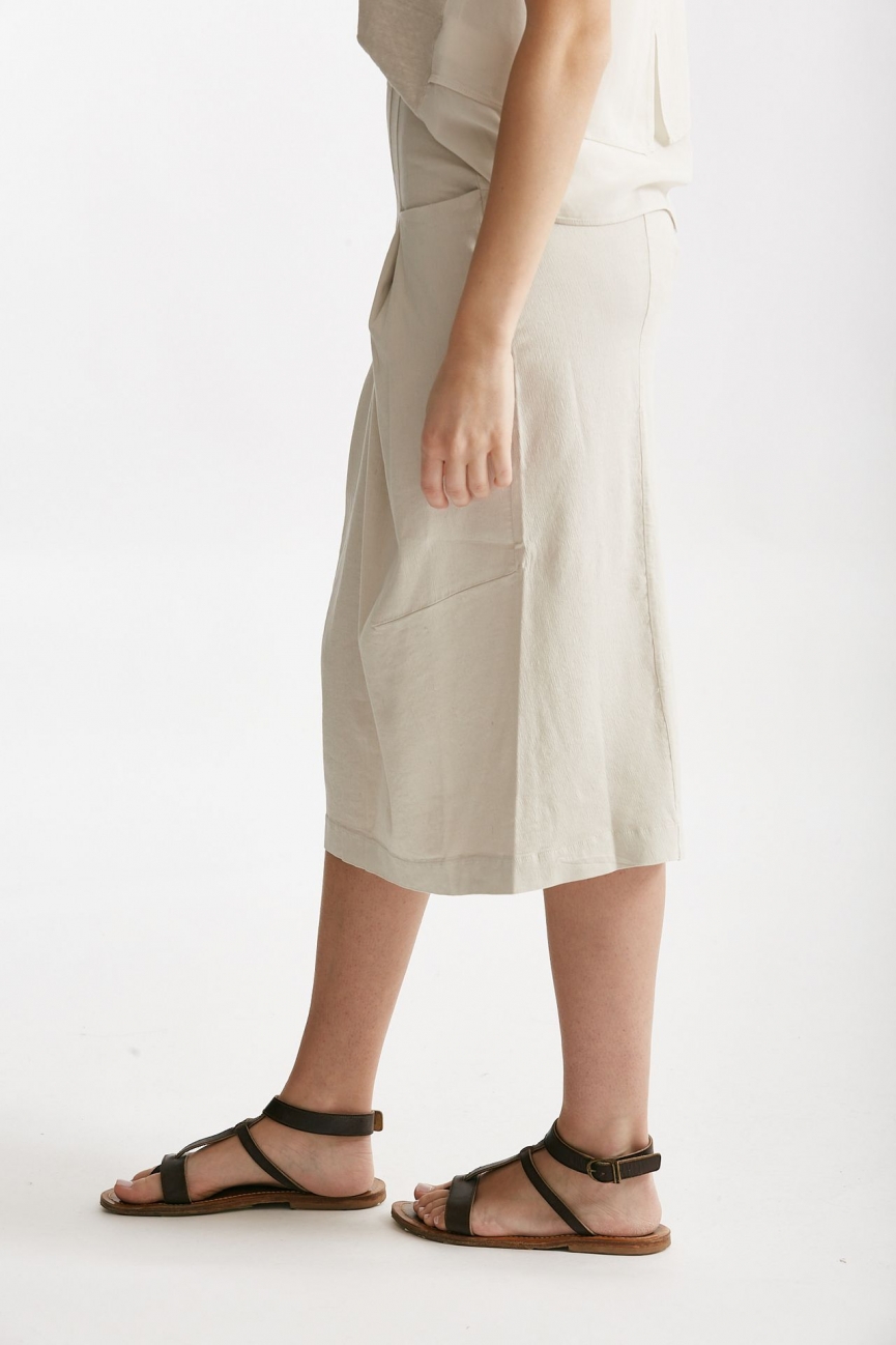 Gonna midi in cotone beige