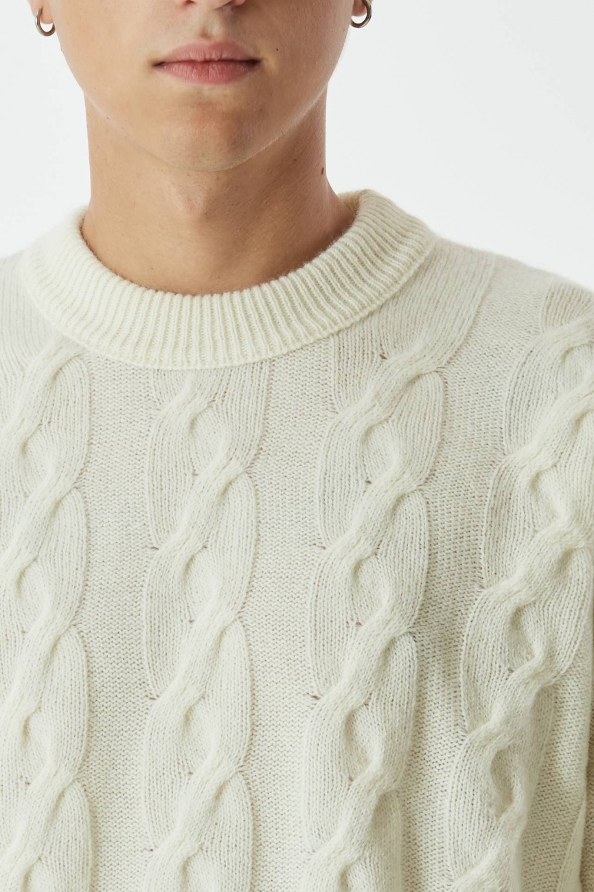 Maglia girocollo trecce avorio