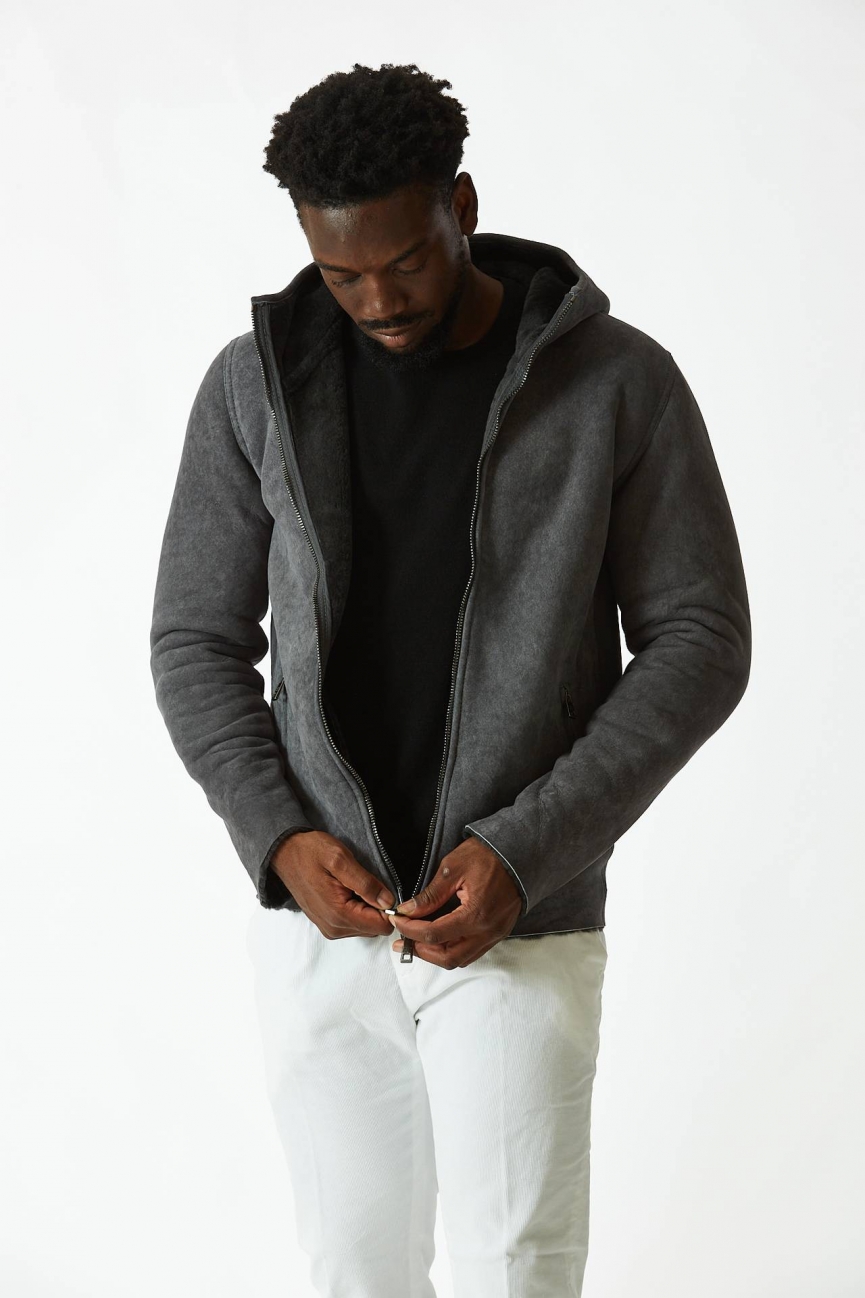 Giubbino in shearling grigio
