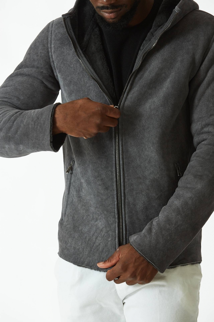 Giubbino in shearling grigio