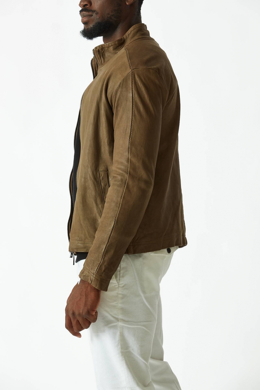 Giubbino in pelle cammello