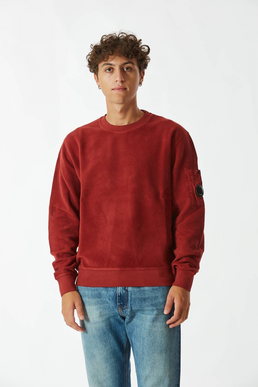 Felpa REVERSE BRUSHED & EMERIZED - rosso