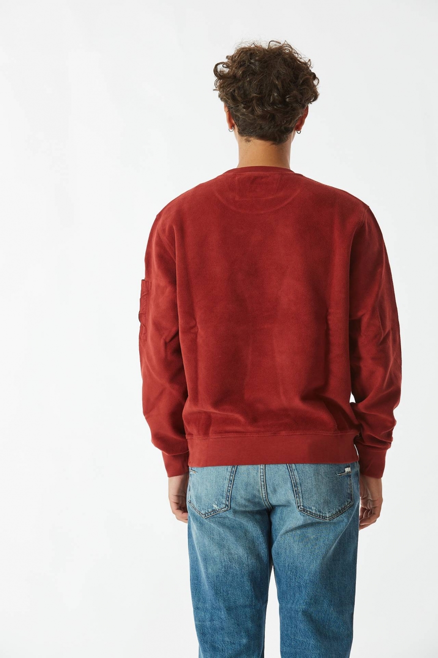 Felpa REVERSE BRUSHED & EMERIZED - rosso