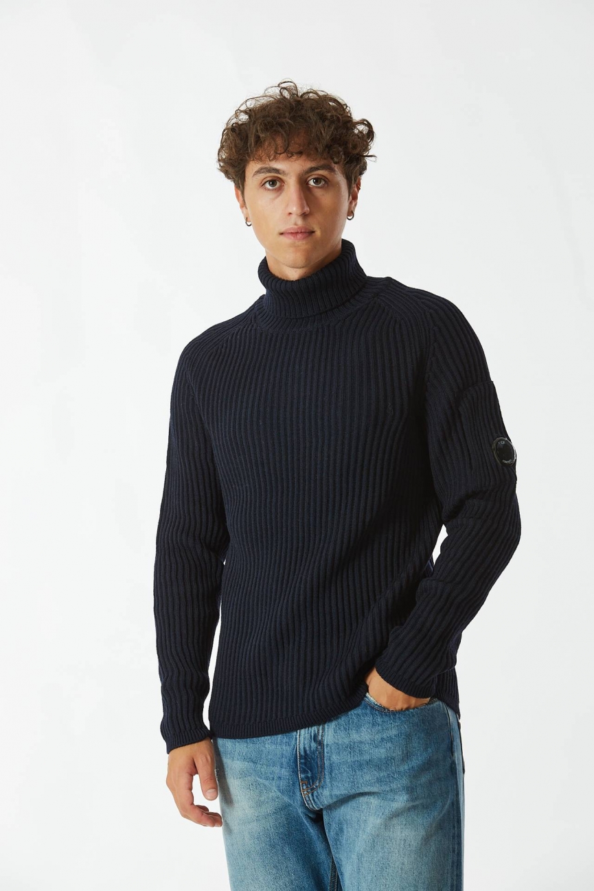 Dolcevita RE-WOOL ROLL NECK KNIT blu