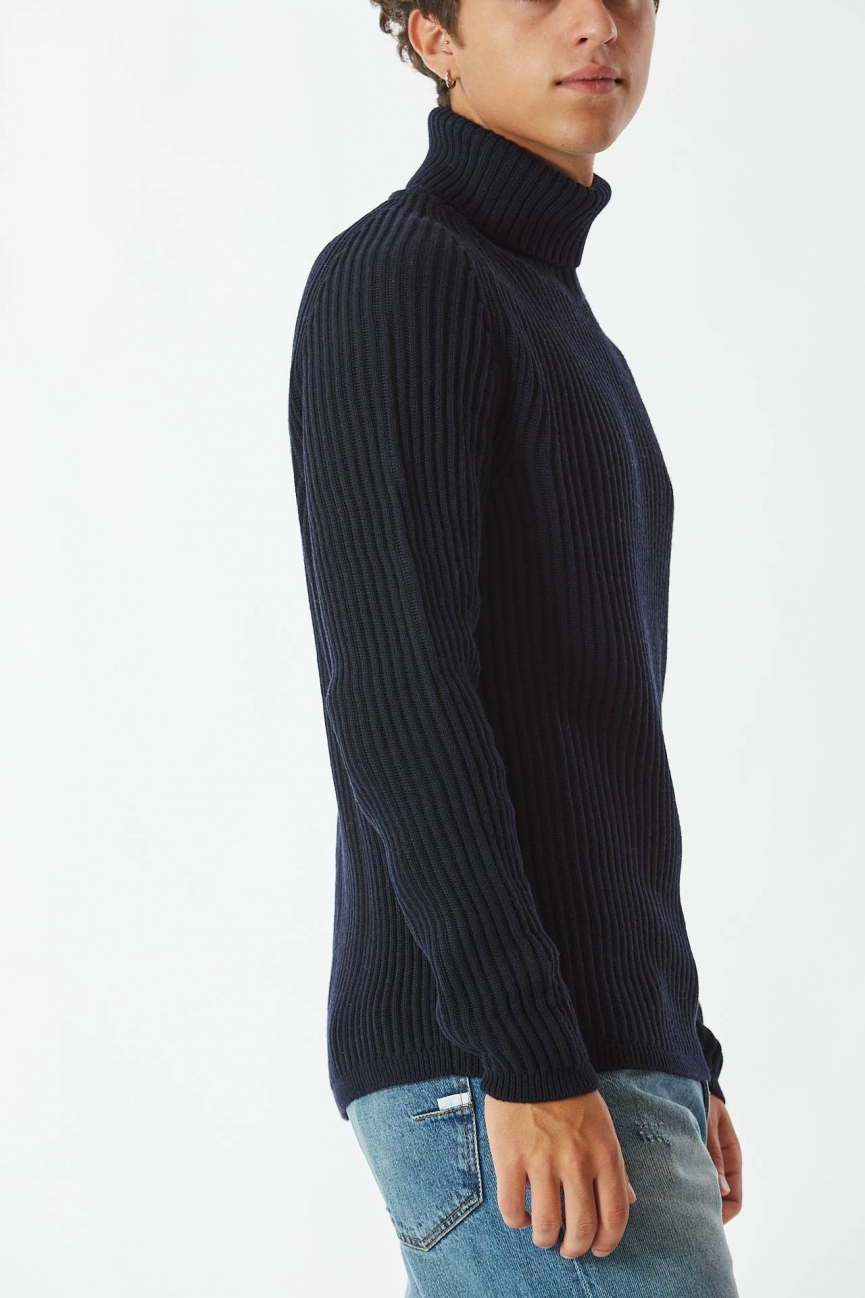 Dolcevita RE-WOOL ROLL NECK KNIT blu