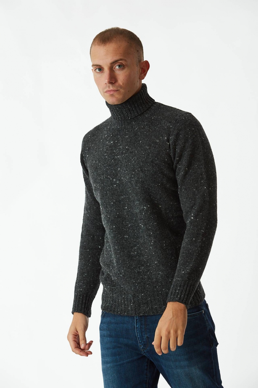 Dolcevita in cashmere e lana antracite