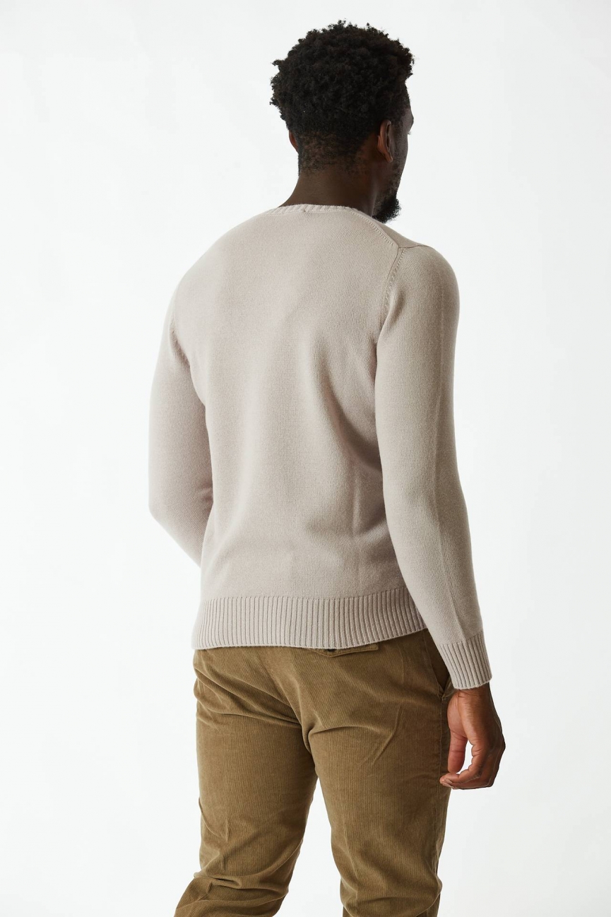 Maglia in cashmere due fili cipria