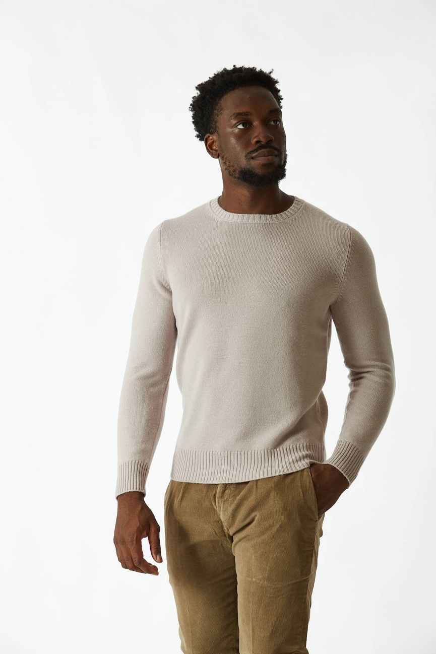 Maglia in cashmere due fili cipria