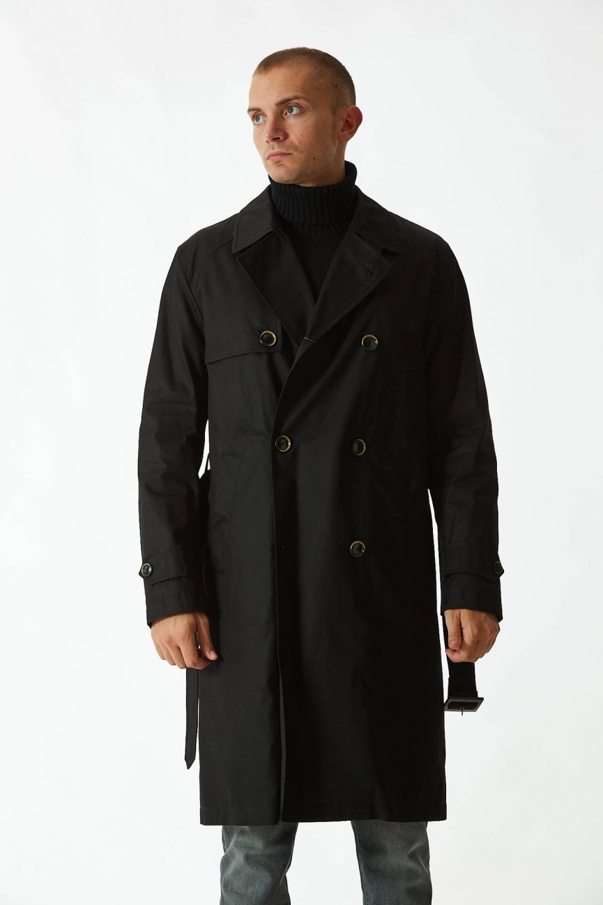 Trench doppiopetto impermeabile nero 