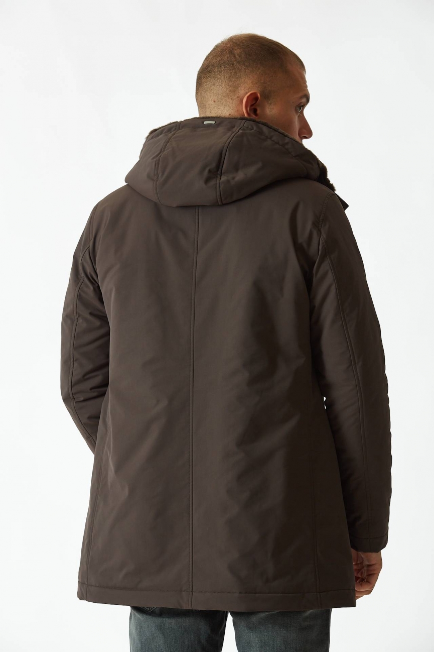 Parka con cappuccio marrone