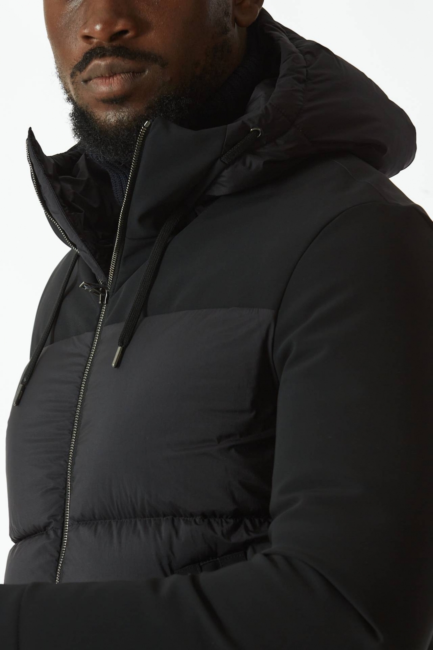 Piumino bi-materiale nero