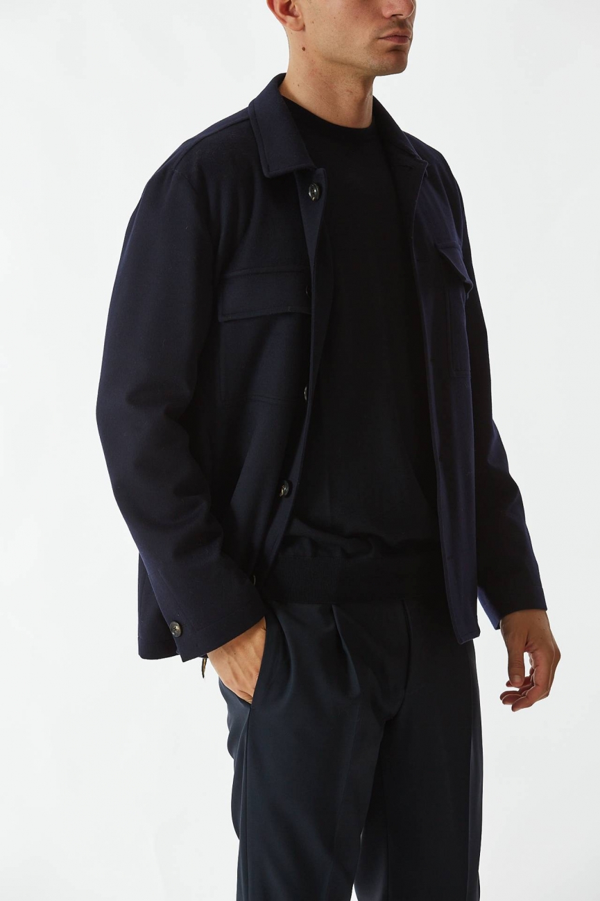 Overshirt bottoni blu notte