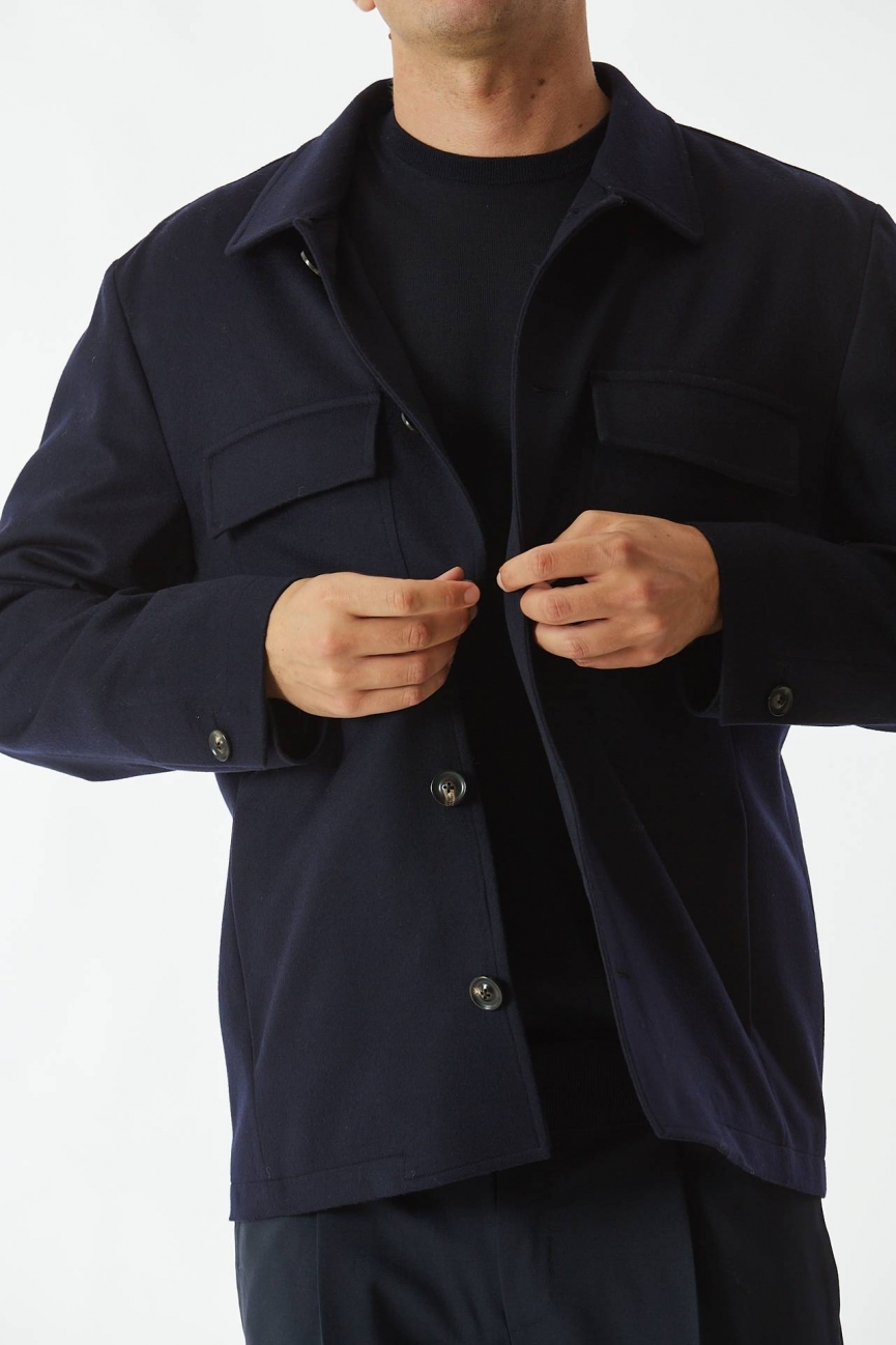 Overshirt bottoni blu notte