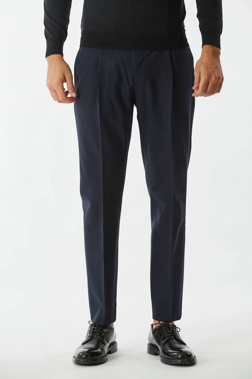 Pantalone EDGE- UNDICI in lana blu 