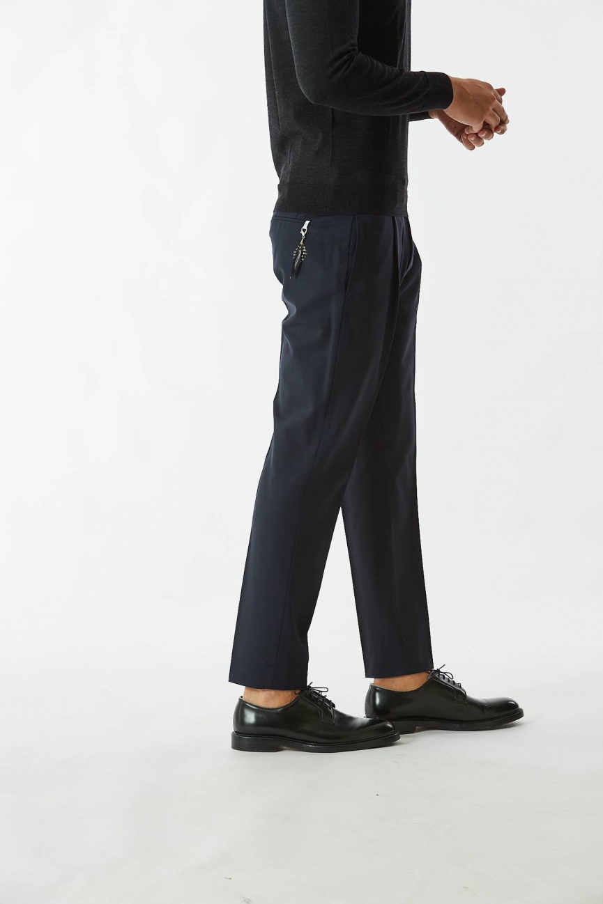 Pantalone EDGE- UNDICI in lana blu 