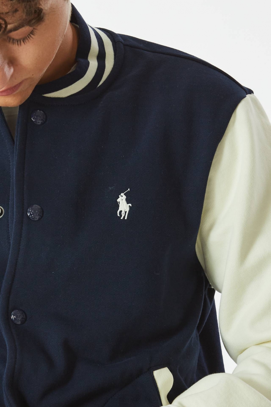 Bomber in felpa blu/bianco