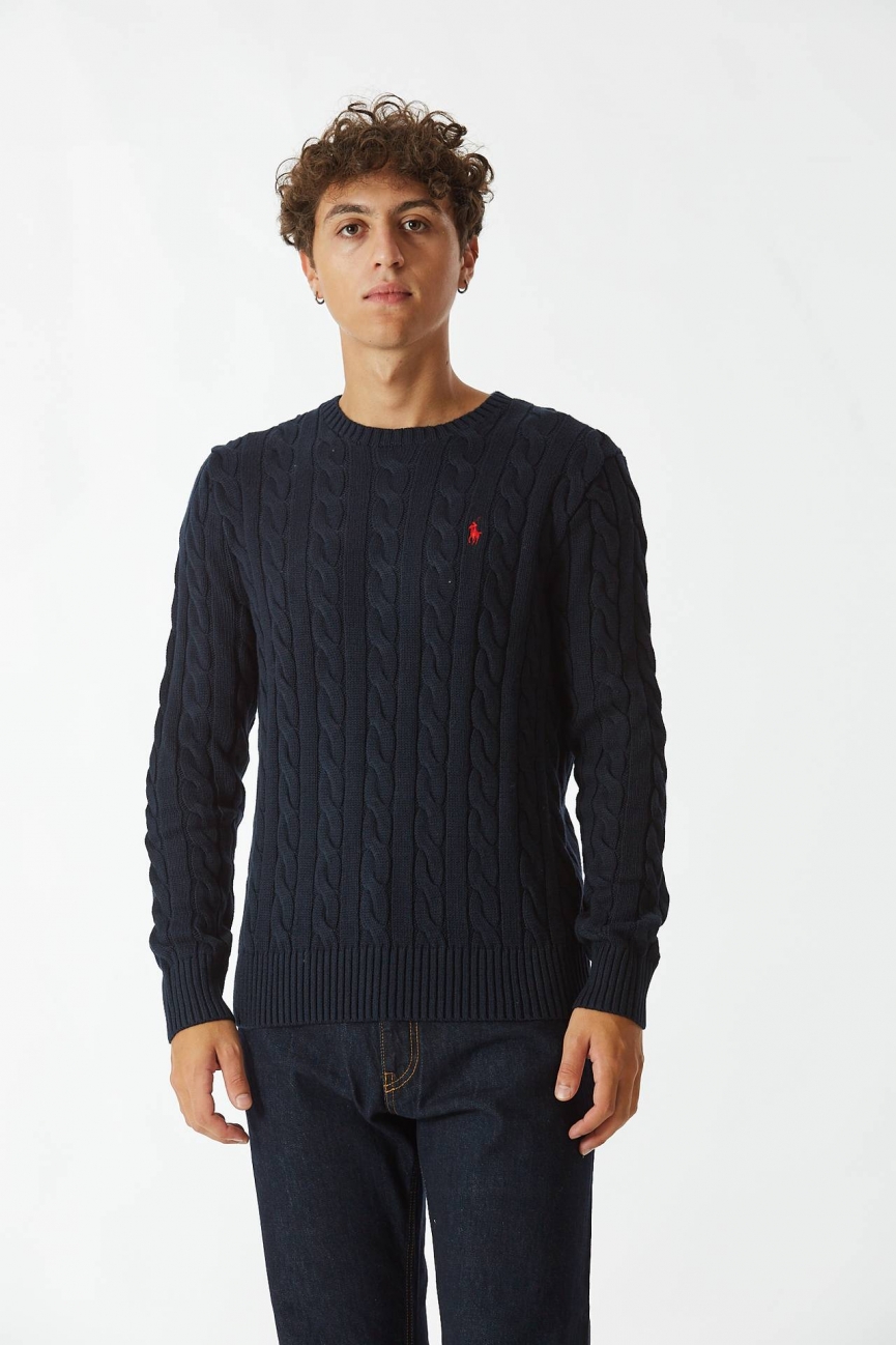 Maglia trecce blu