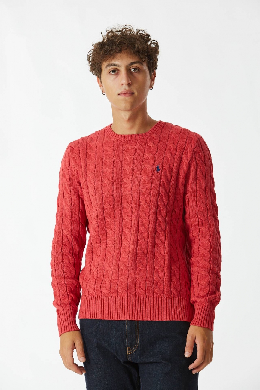Maglia trecce corallo