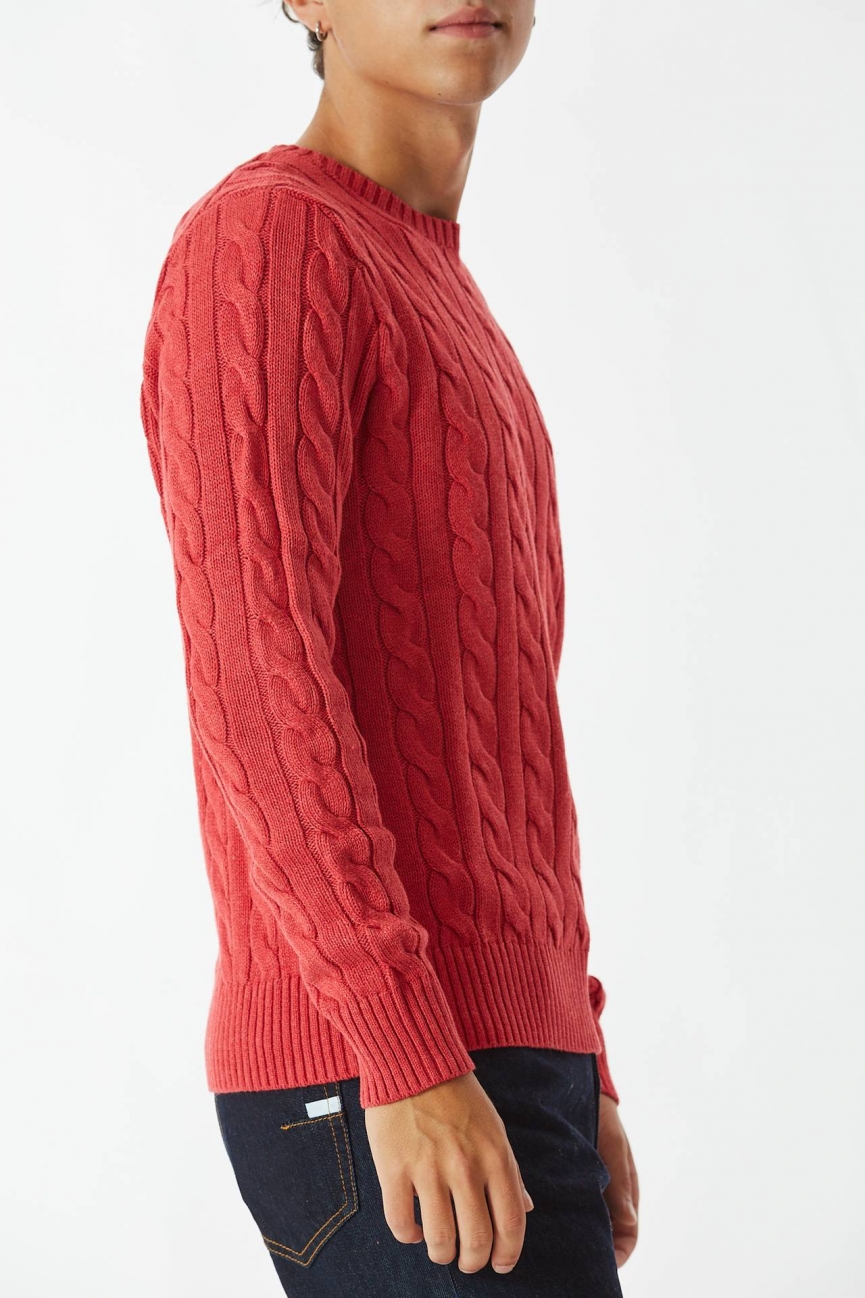 Maglia trecce corallo