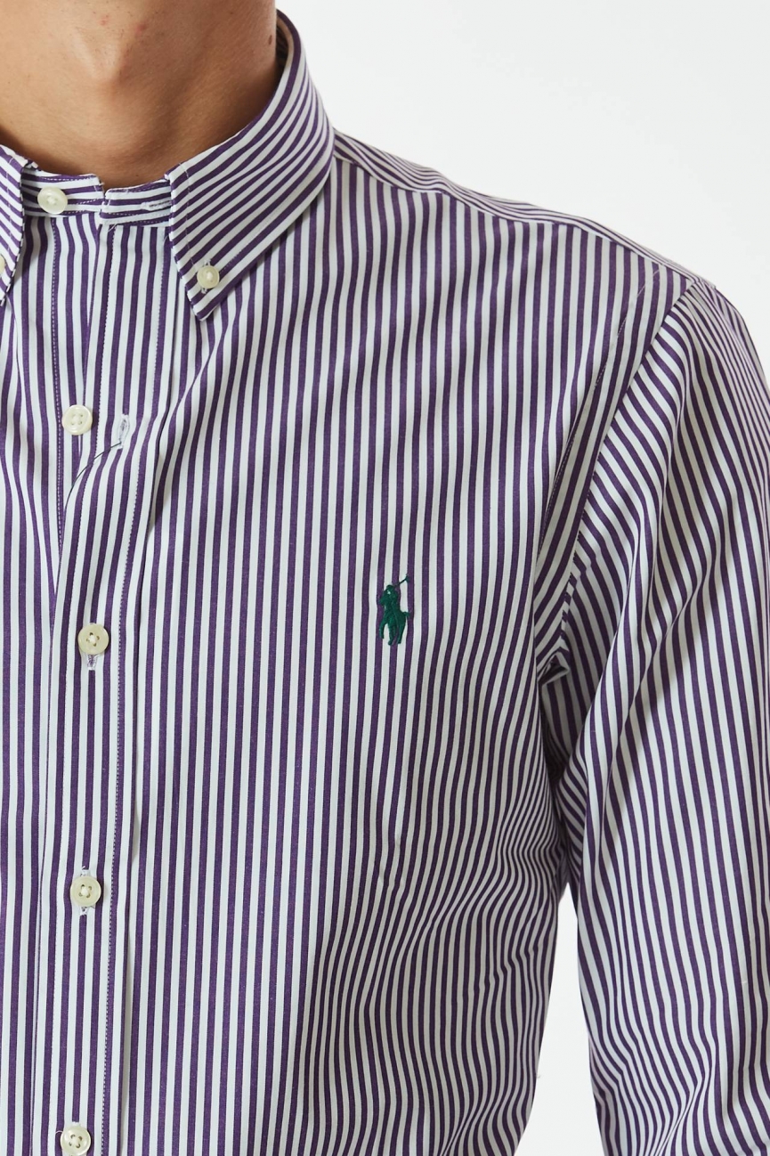 Camicia rigata bianco/viola