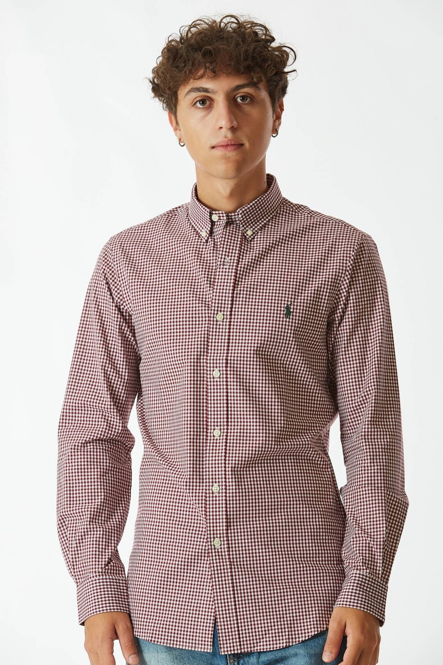 Camicia quadretto bianco/bordeaux