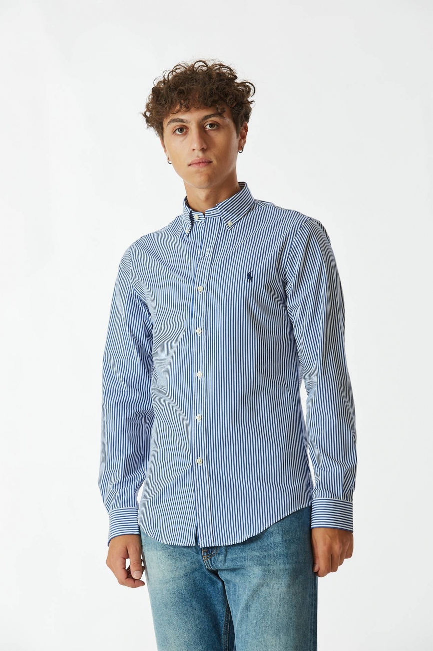 Camicia rigata bianco/blu