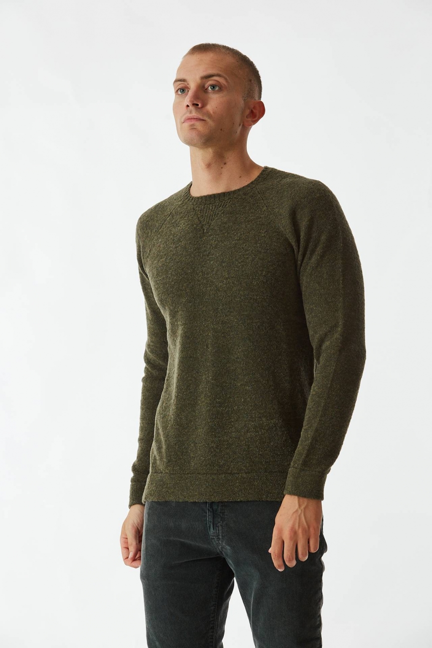 Maglia bouclè verde militare