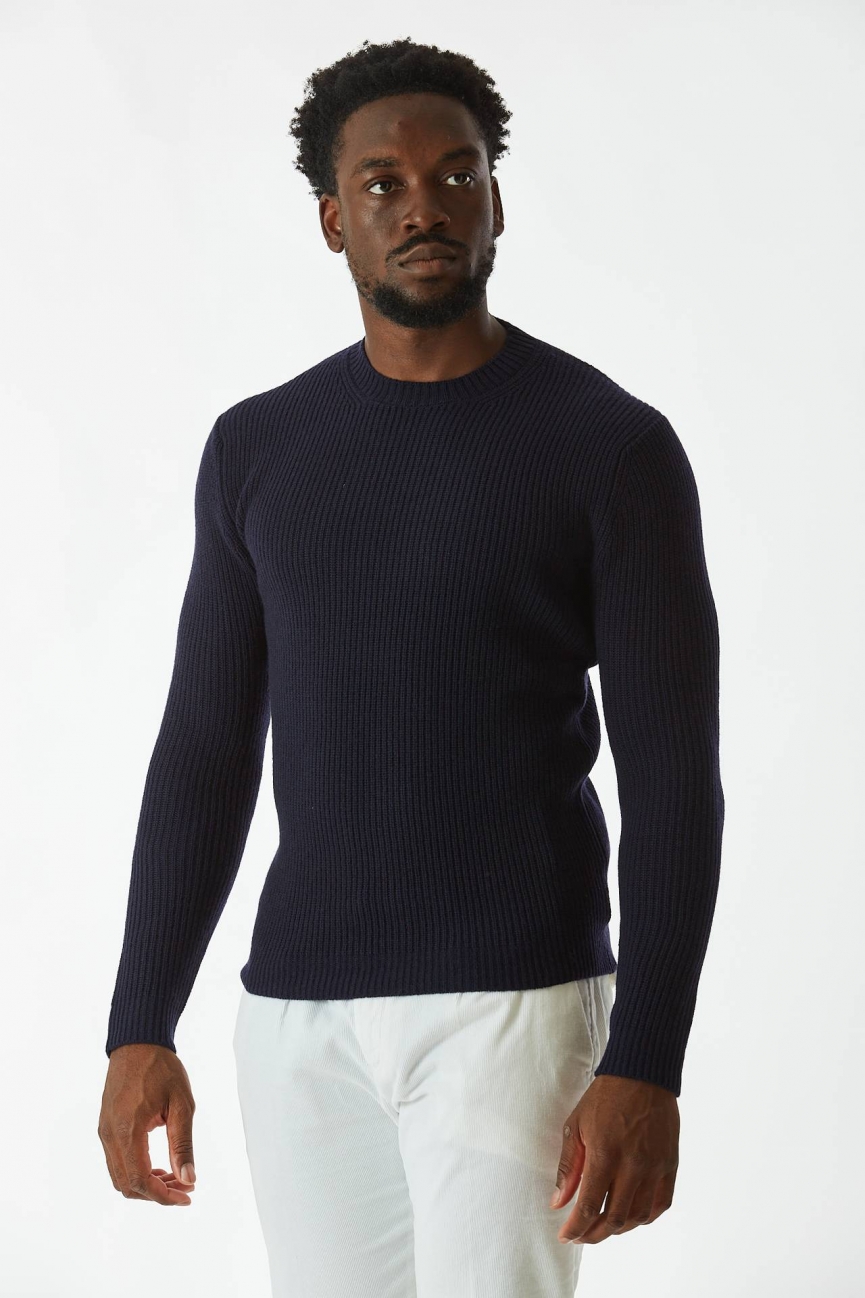 Maglia girocollo in lana blu Zanone Uomo U14ZAN03 Pier