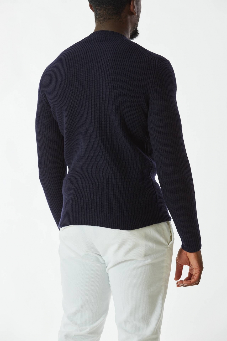 Maglia girocollo in lana blu