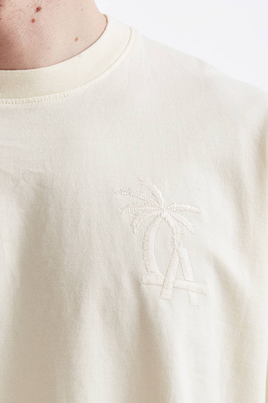 T-shirt logo in cotone latte