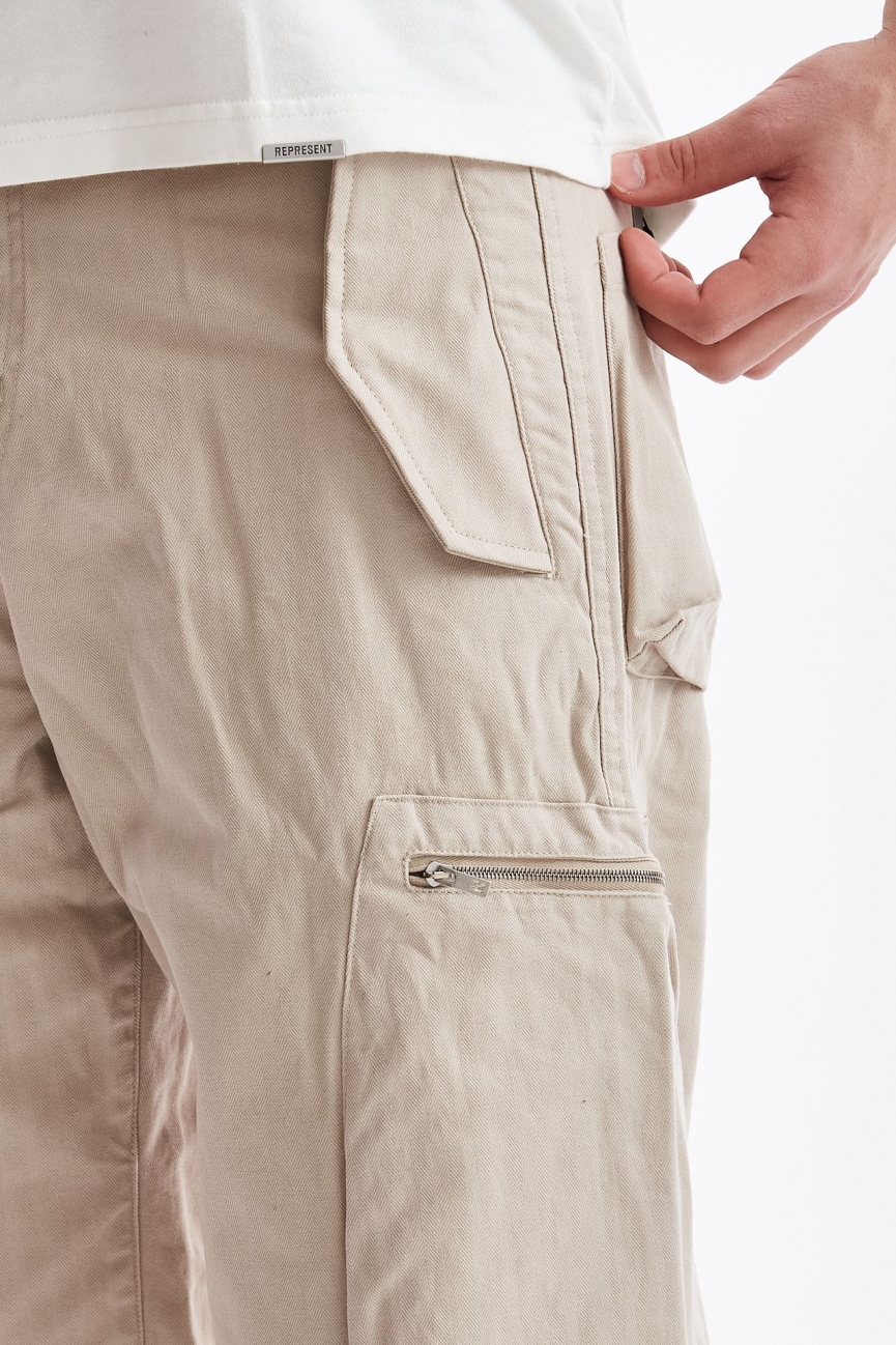 Pantalone cargo in cotone beige