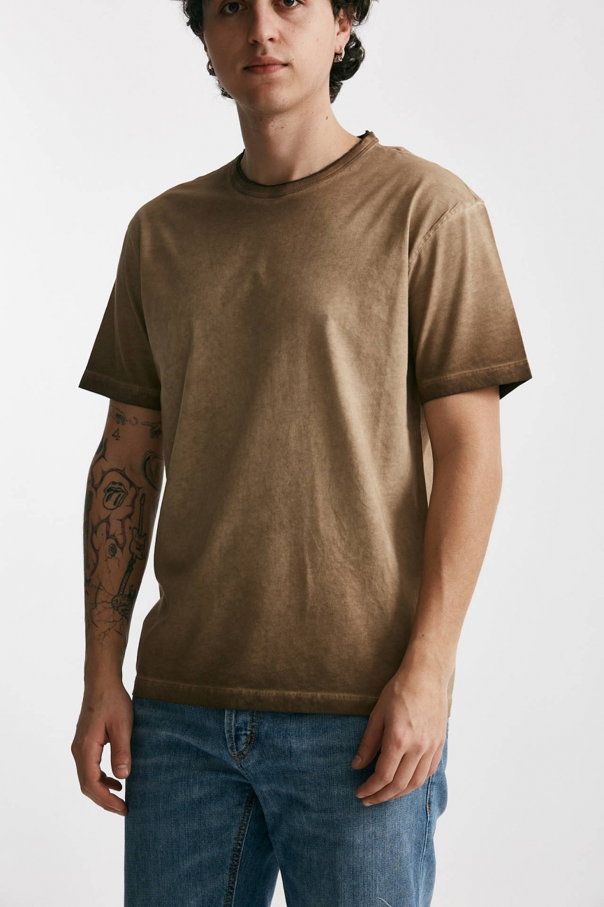 T-shirt in cotone cammello old