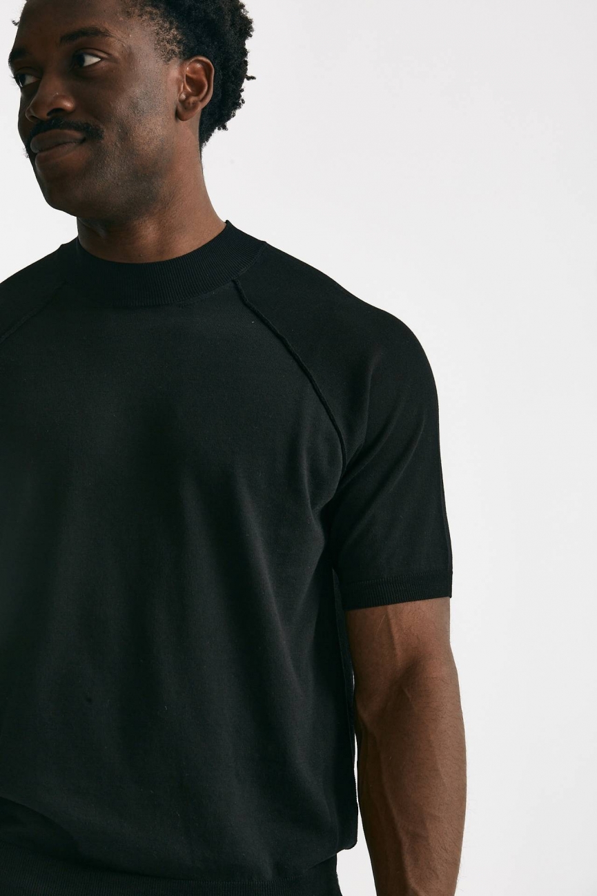 T-shirt in maglia cotone nero 
