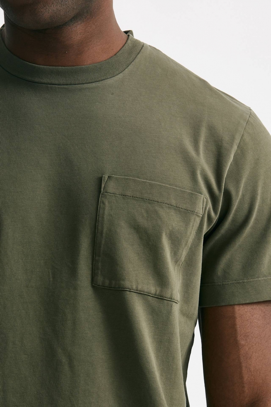 T-shirt in cotone “doppio” verde militare 