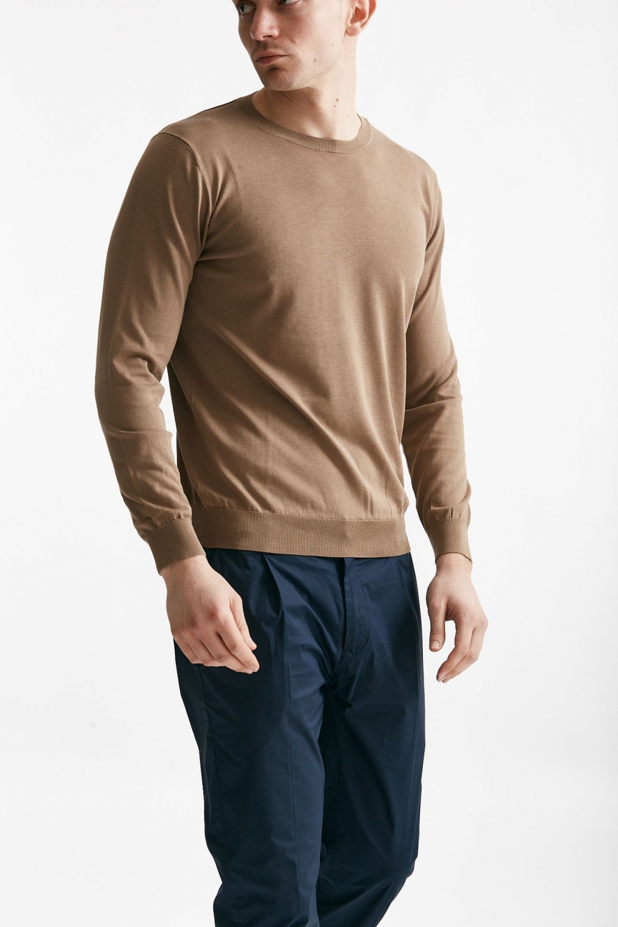 Maglia in cotone e seta cammello