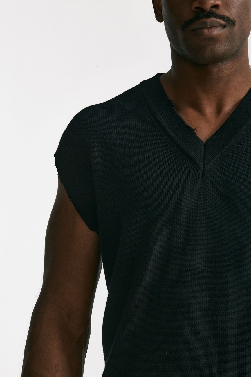 Gilet in maglia cotone nero 