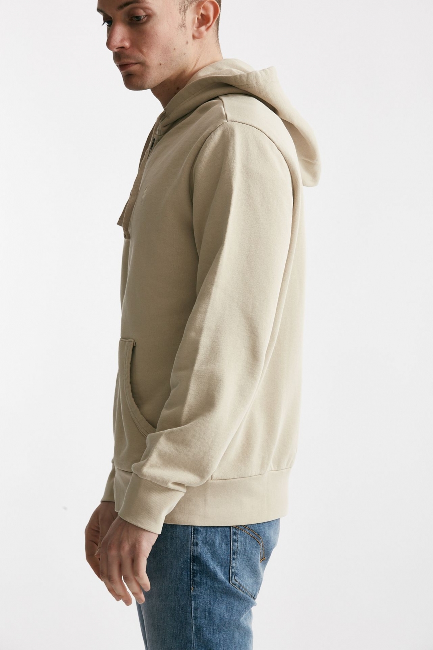 Felpa cappuccio in cotone lavato beige