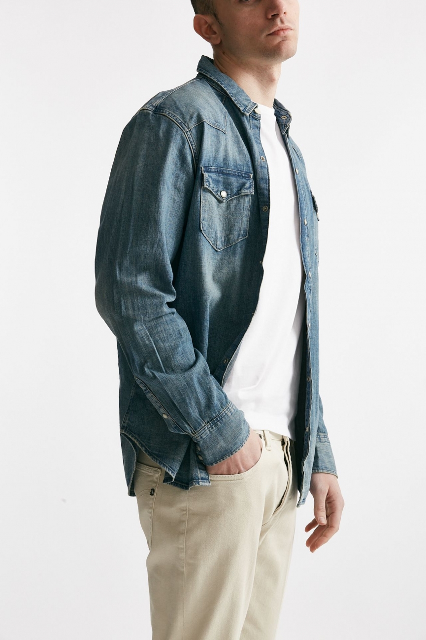 Camicia in cotone denim chiaro 